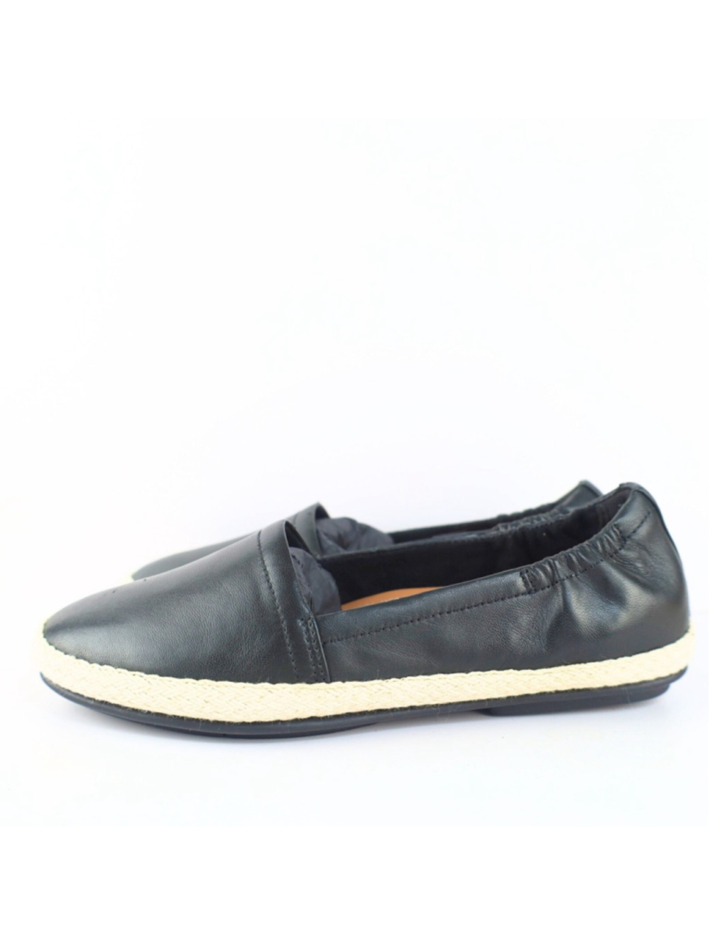 Fitflop Siren Leather Espadrilles Flat Shoes Black Size 5- 0298